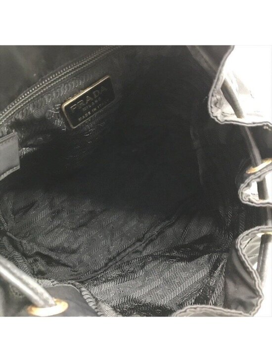 Prada Nylon Tessuto Triangle Logo Leather Backpack Black main image 9